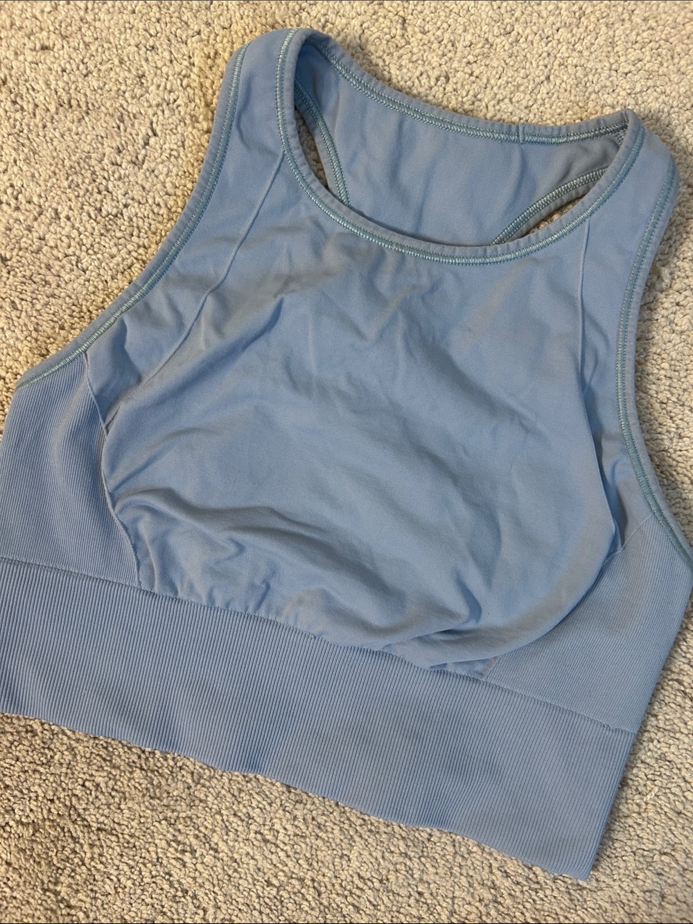 lululemon athletica Sky Blue High-Neck Seamless Sports Bra
